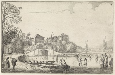 Schlittschuhläufer auf einem Fluss von Jan Van de Velde